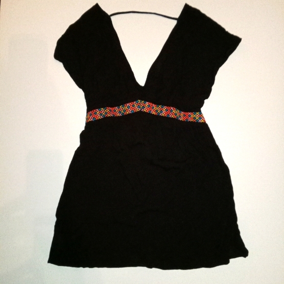 Xhilaration Dresses & Skirts - Black Mini Flowy Dress with MultiColor Embroidery at Waist S